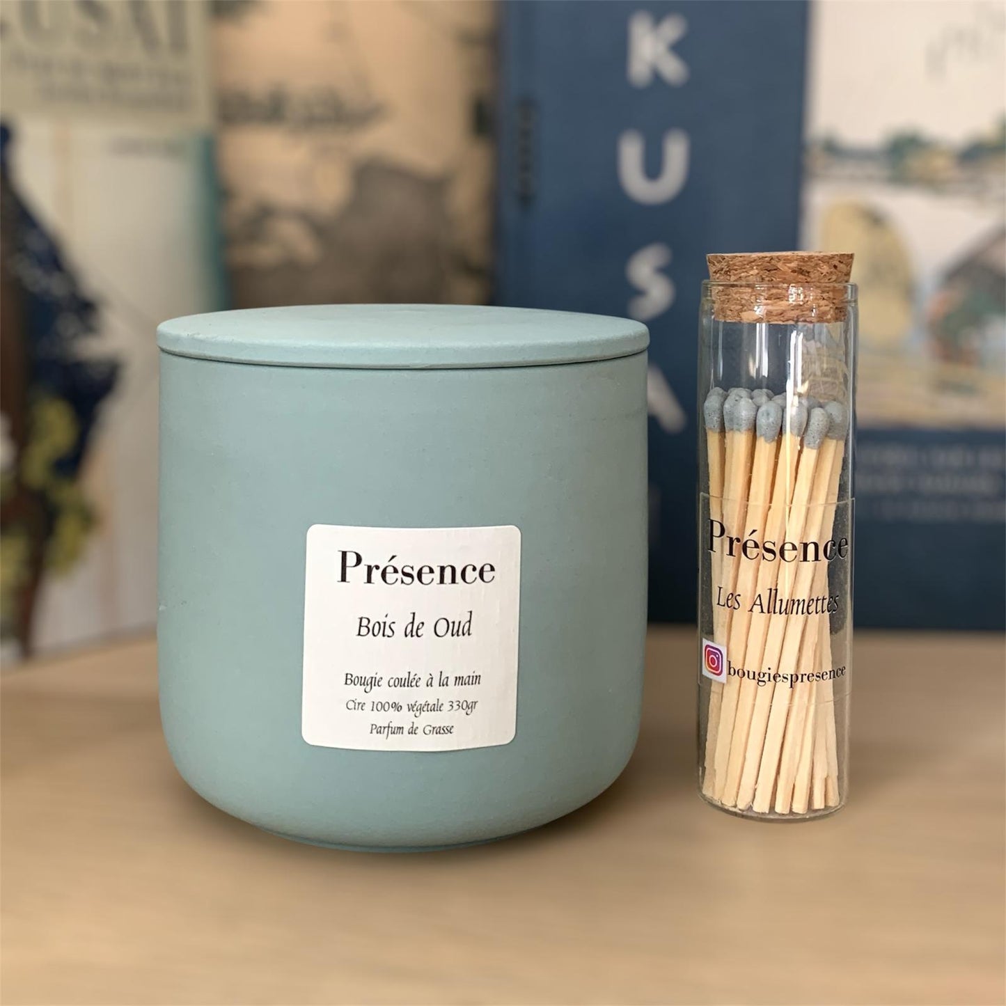 bougie bois de oud vert paon 330g