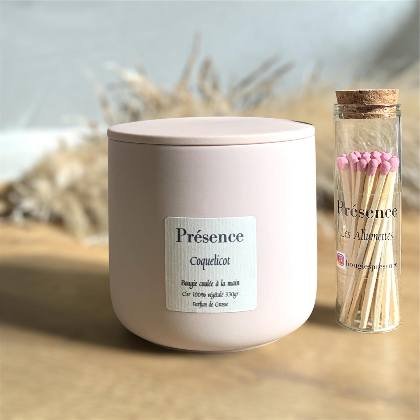 bougie coquelicot rose poudre 330g