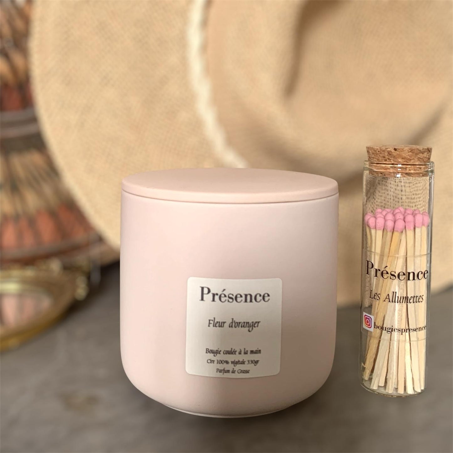bougie fleur d'oranger rose poudre 330g