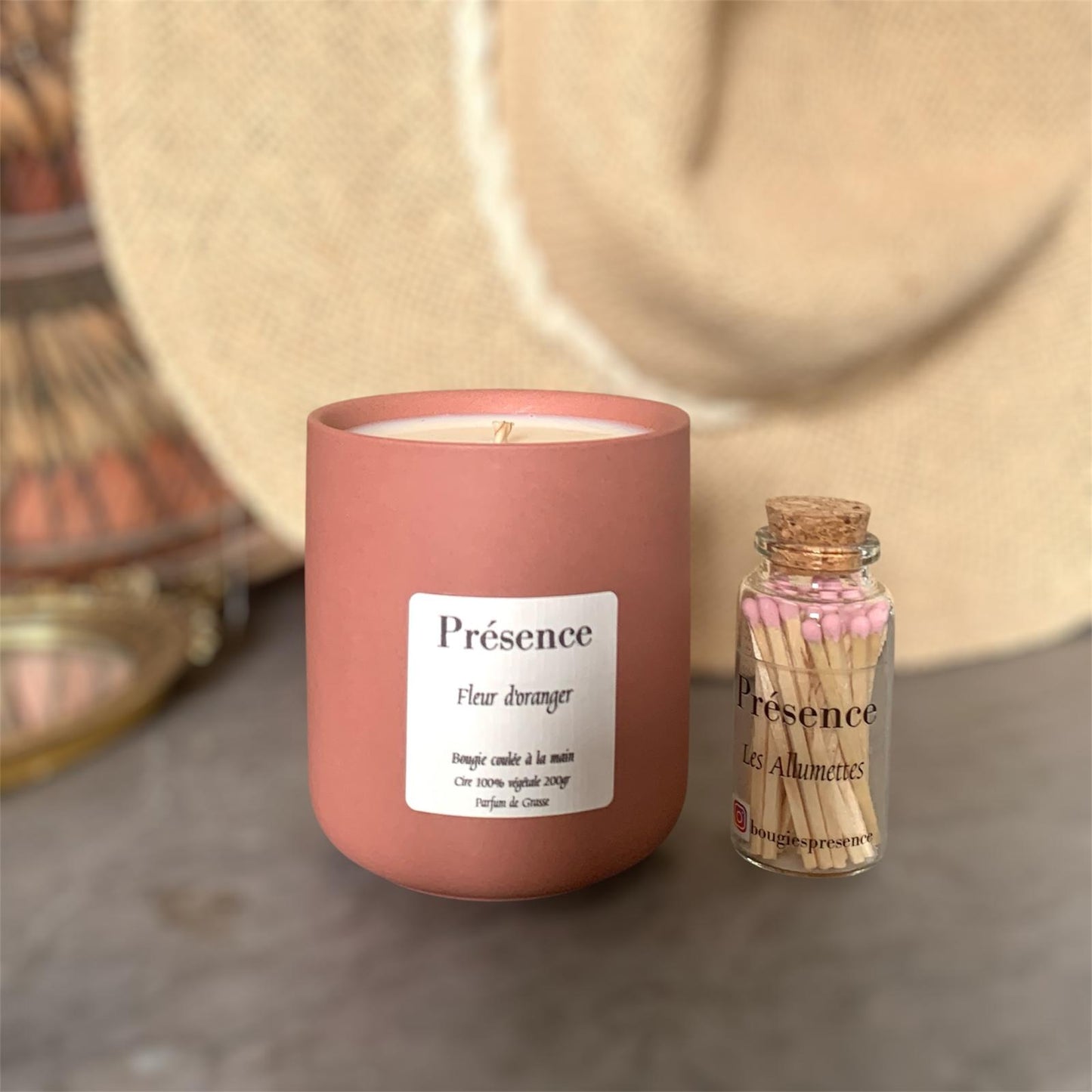 bougie fleur d'oranger terracotta 200g