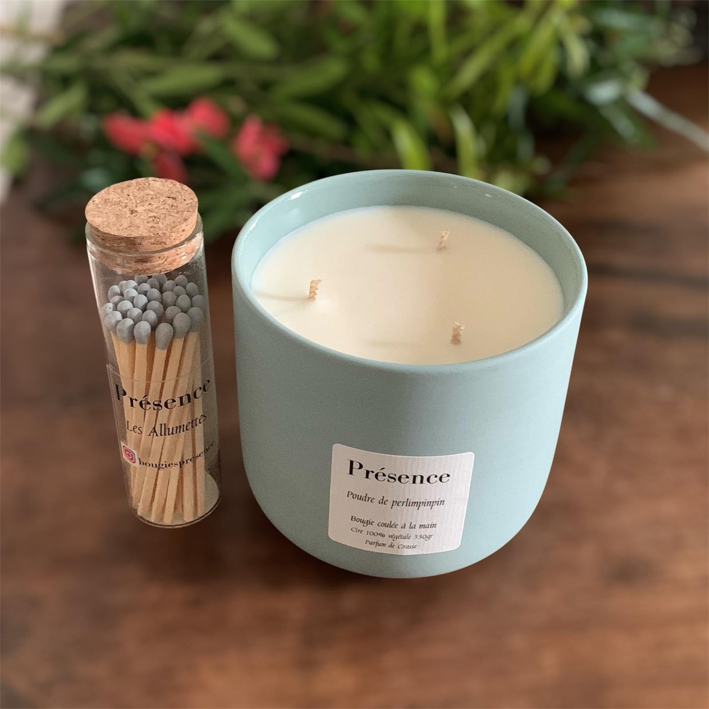 bougie poudre de perlimpinpin vert paon 330g 3 meches