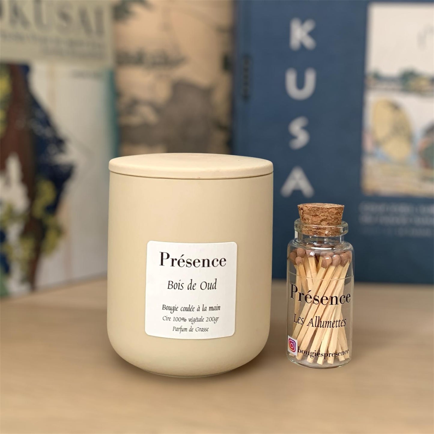bougie bois de oud beige 200g