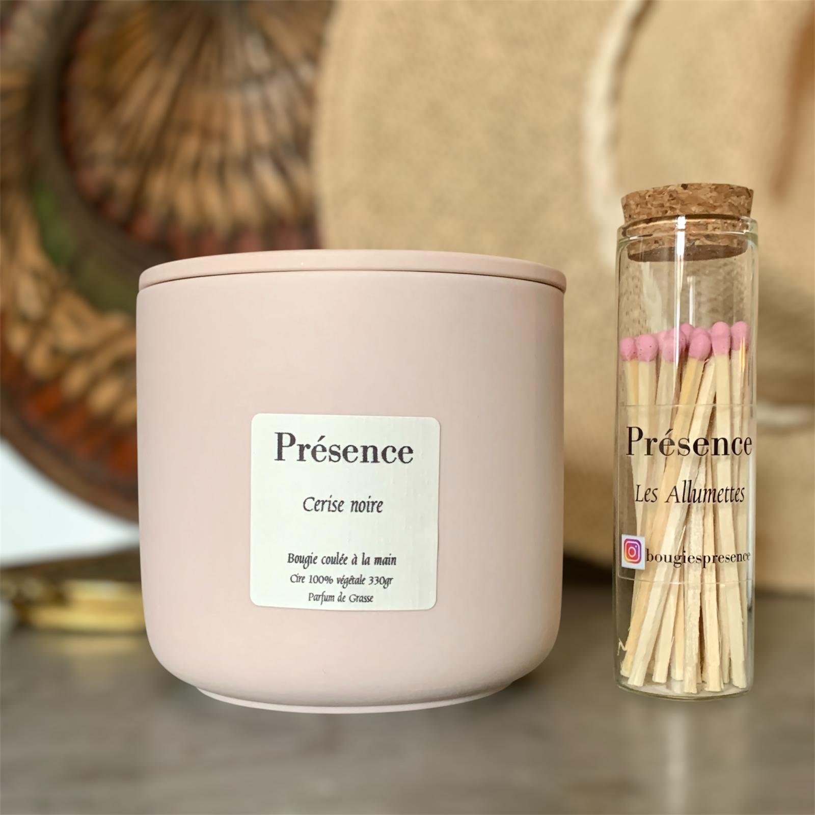 bougie cerise noire rose poudre 330g