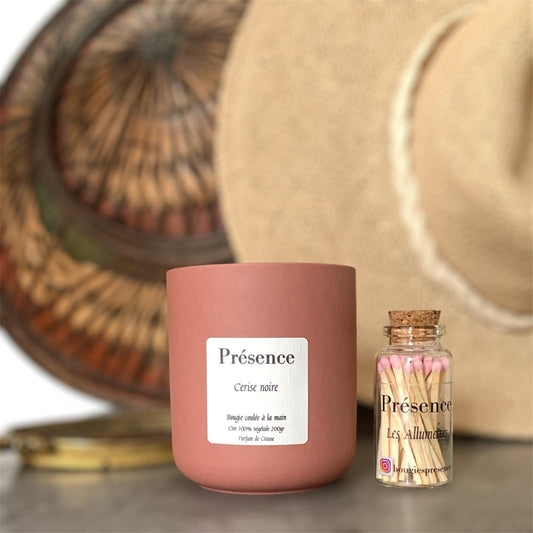 bougie cerise noire terracotta 200g