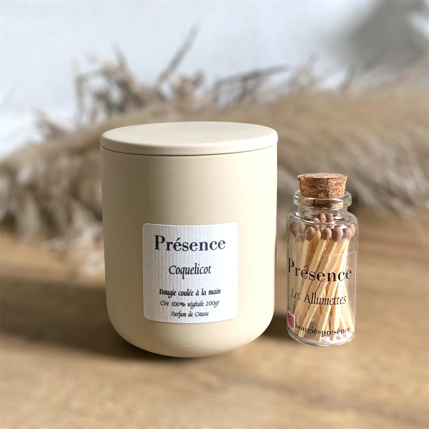 bougie coquelicot beige 200g