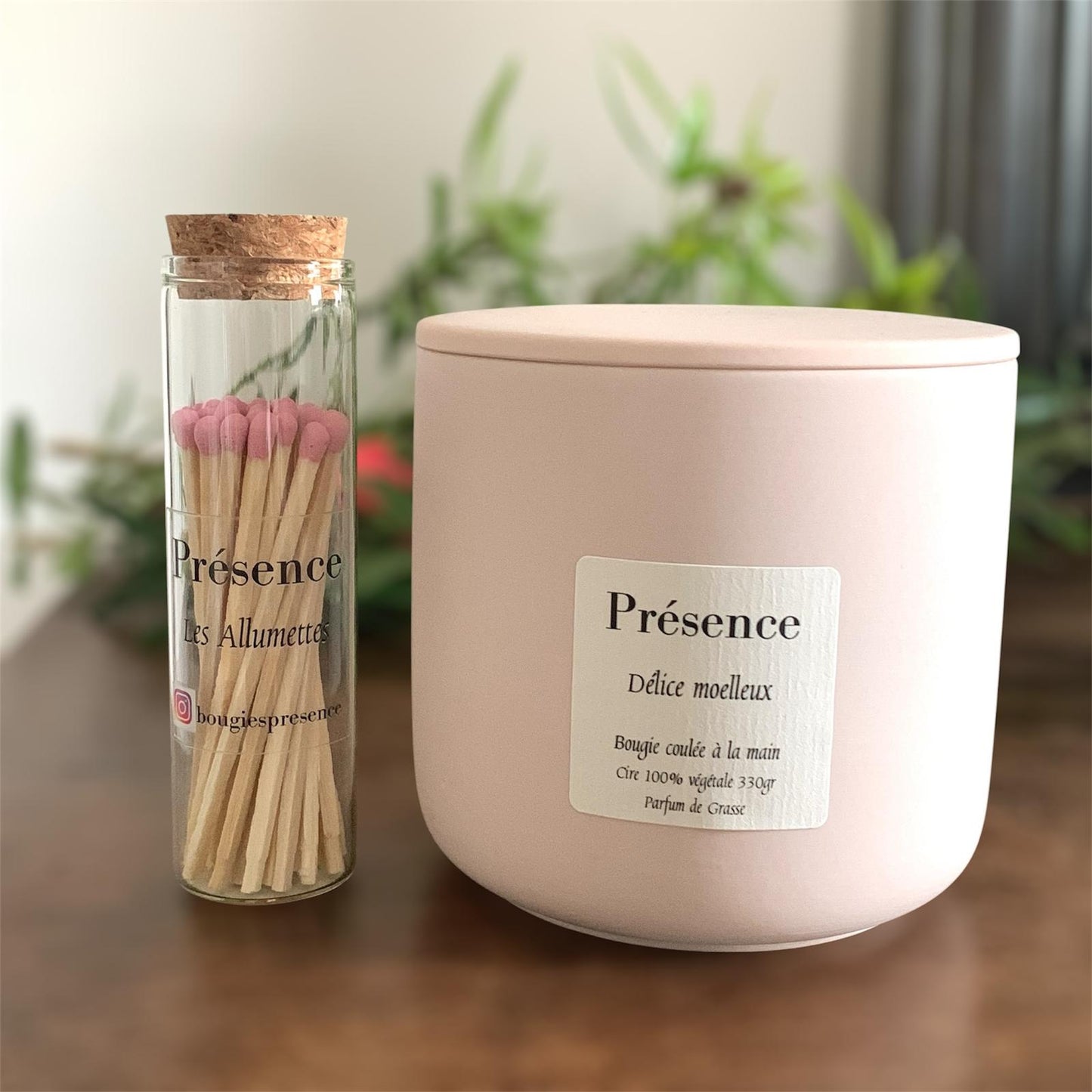 bougie delice moelleux rose poudre 330g