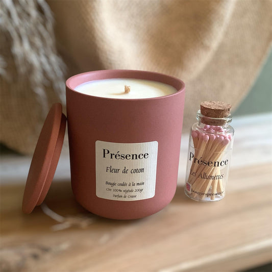 bougie fleur de coton terracotta 200g