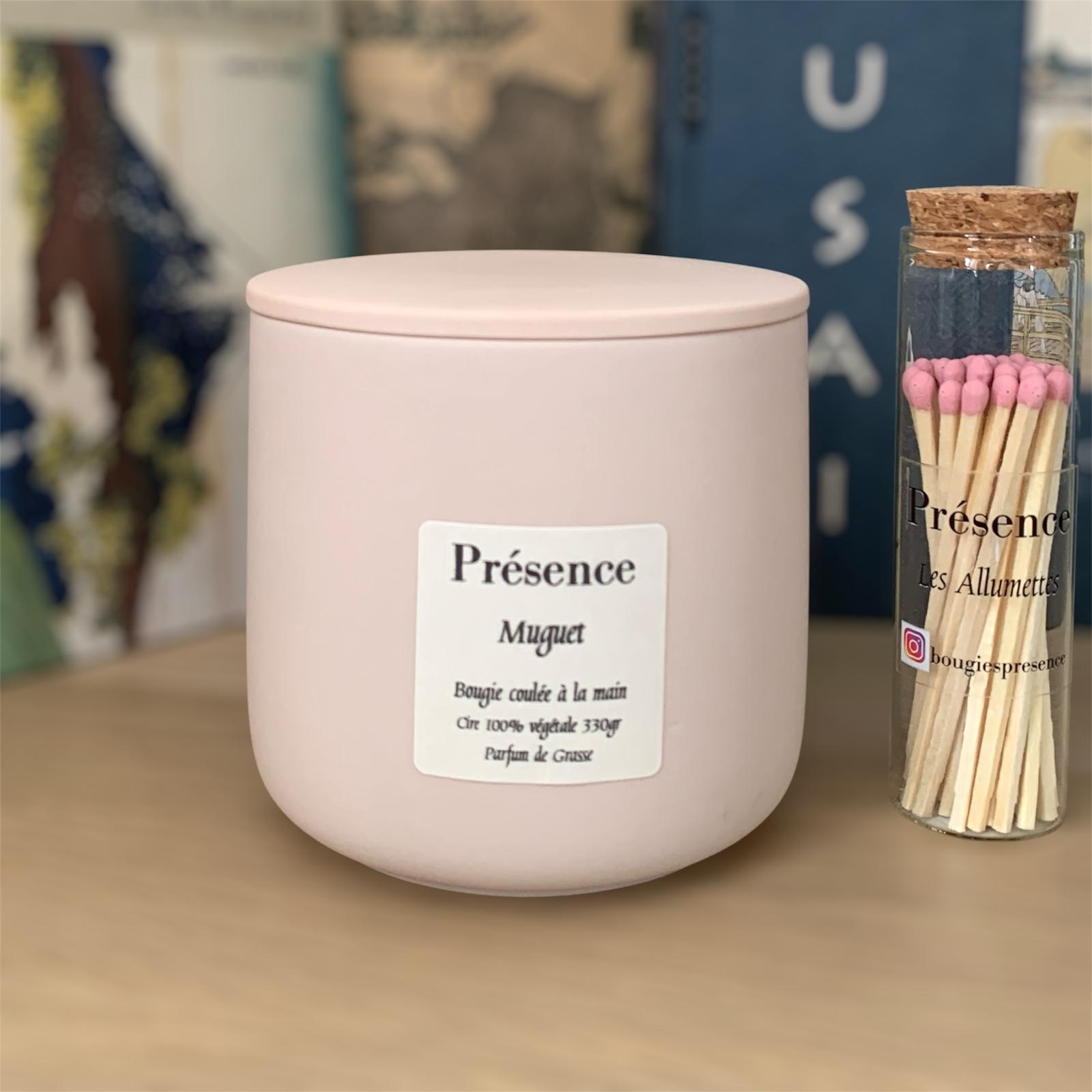 bougie muguet rose poudre 330g