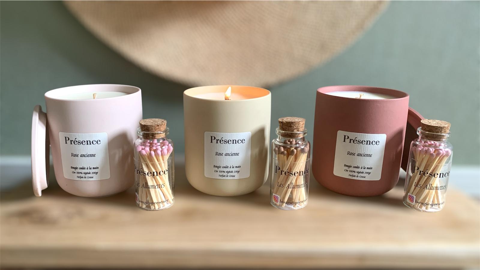 bougie rose ancienne 200g ambiance flamme