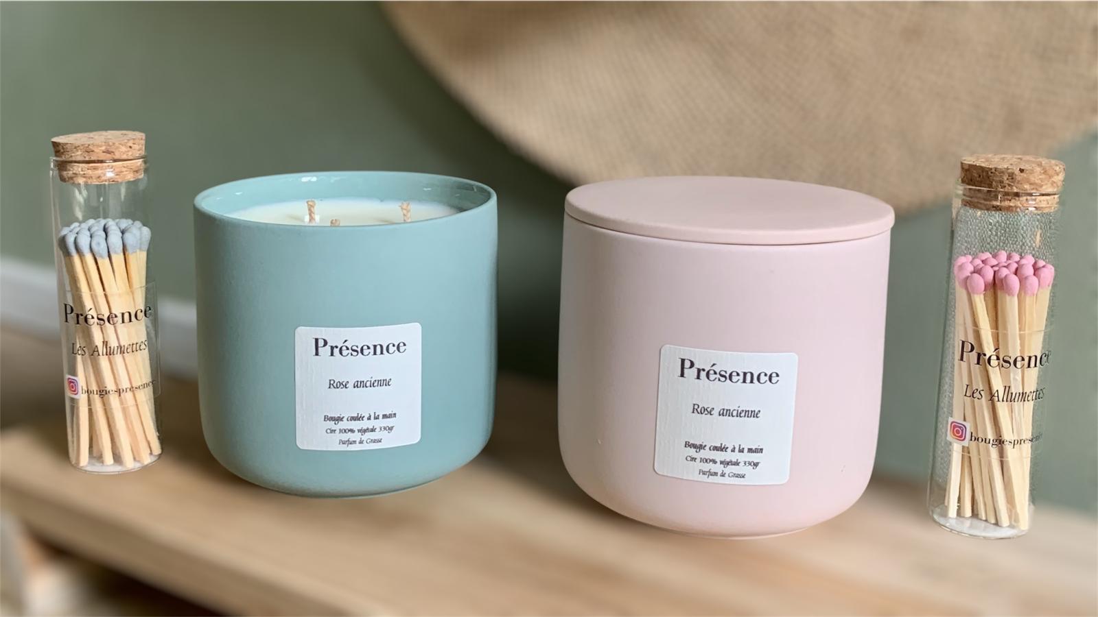 bougie rose ancienne 330g ambiance
