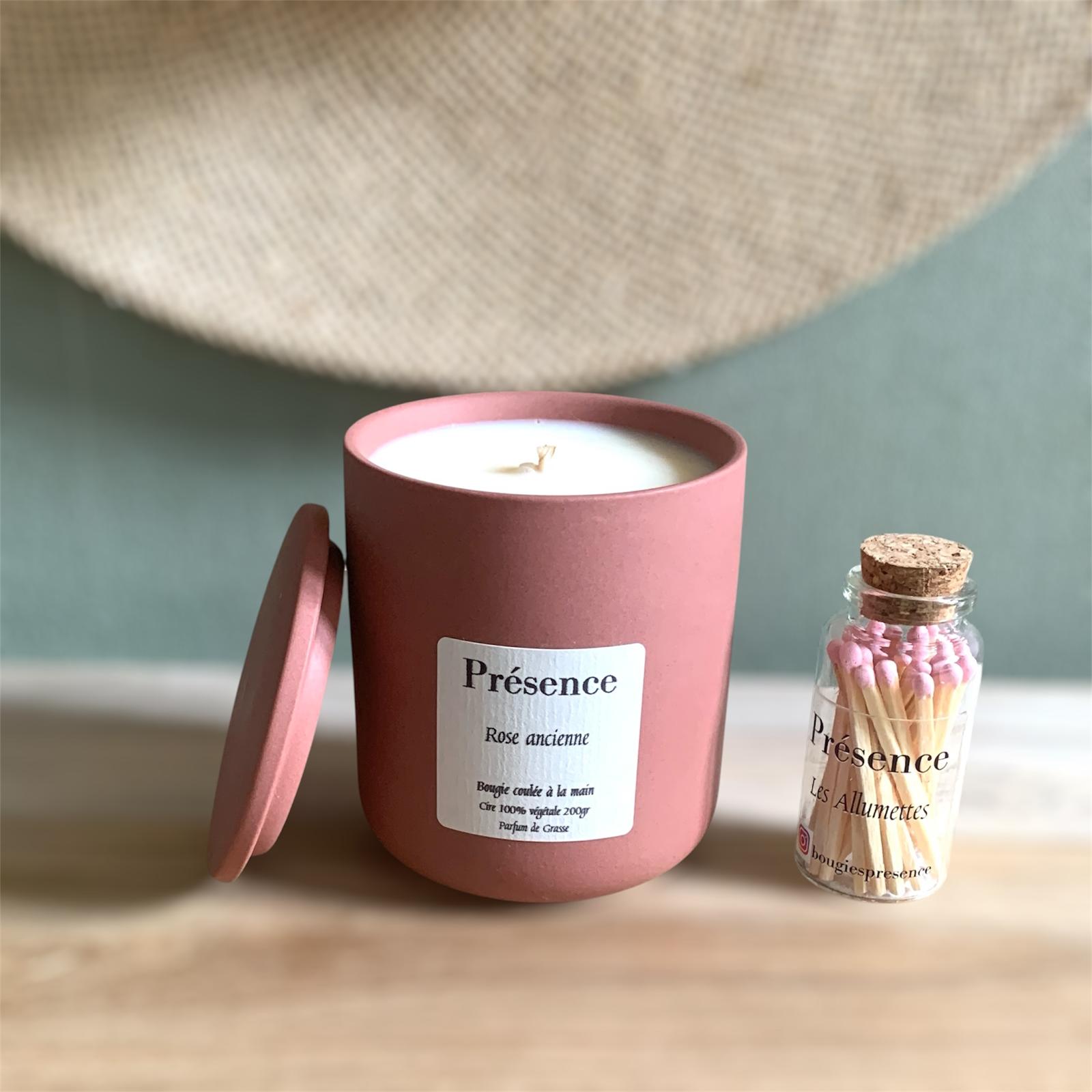 bougie rose ancienne terracotta 200g